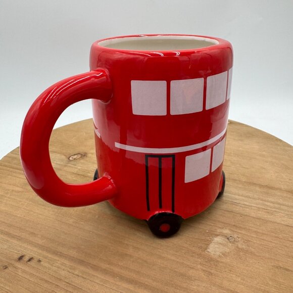 British double decker bus style mug red Union Jack flag red world market cup - Picture 4 of 7